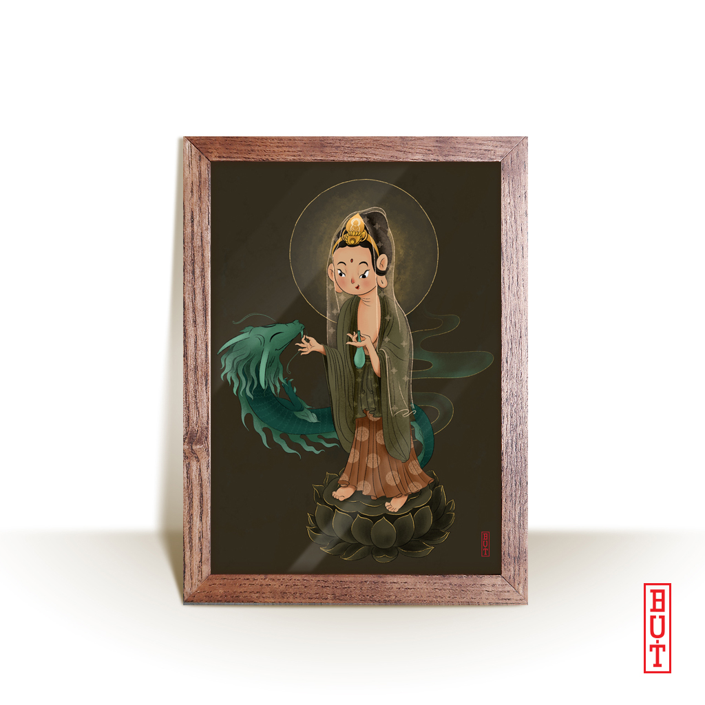 Tranh Quan Thế Âm Bồ Tát Và Rồng