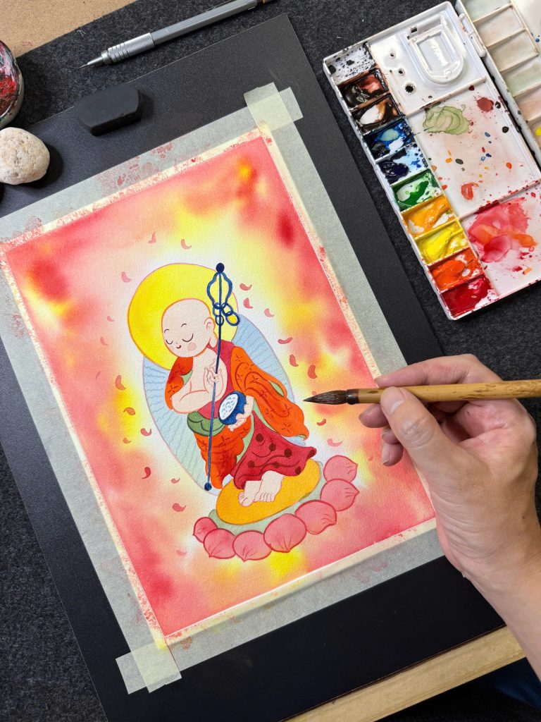 Tranh vẽ Mục Kiền Liên Bồ Tát từ họa sĩ Brain Huy